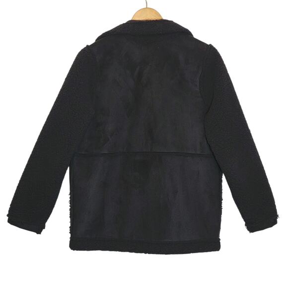 Caslon Black Faux Suede Sherpa Jacket Open Front Cozy Casual Fall Layering M - Picture 6 of 12